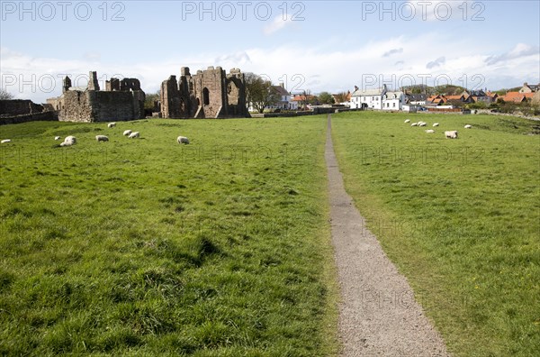 Ruins of Lindisfarne Priory, Holy Island, Northumberland, England, UK