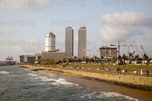 Twin towers of World Trade Centre and modern hotels, central business district, Colombo, Sri Lanka,