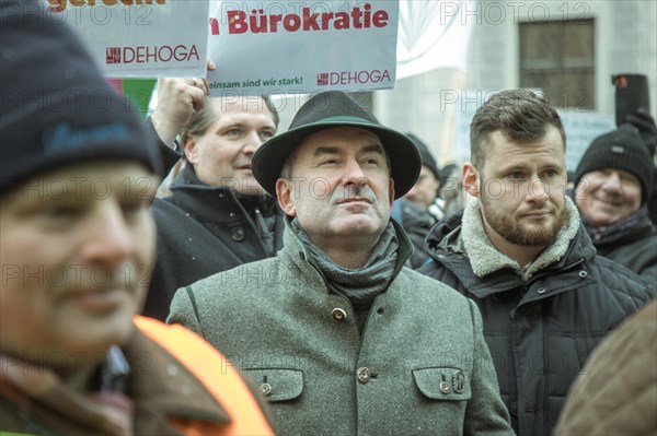 Vice President and Minister of Economic Affairs Hubert Aiwanger at the rally, farmers' protest,