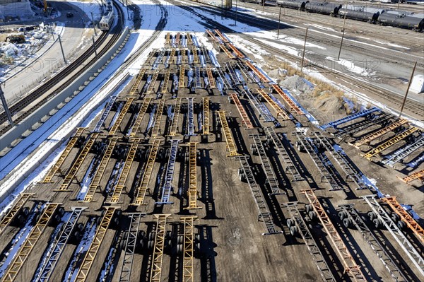 Denver, Colorado, The Union Pacific's Railroad's intermodal terminal, where shipping containers are