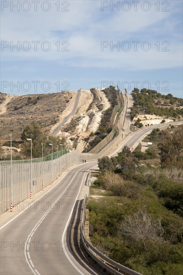 High security fences separate the Spanish exclave of Melilla, Spain from Morocco, north Africa,