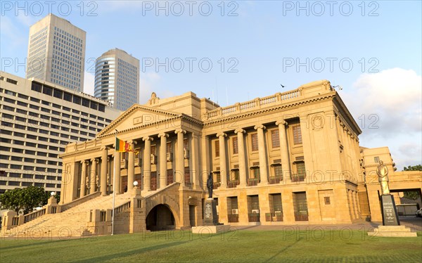 Old Parliament Building now the Presidential Secretariat offices, Colombo, Sri Lanka and modern