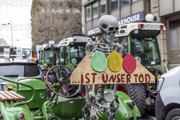 Farmers' protests in Germany. Farmers protest with tractors and banners against tax increases by