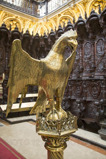 Brass eagle lectern inside the Catholic cathedral, former great mosque, Cordoba, Spain, Europe