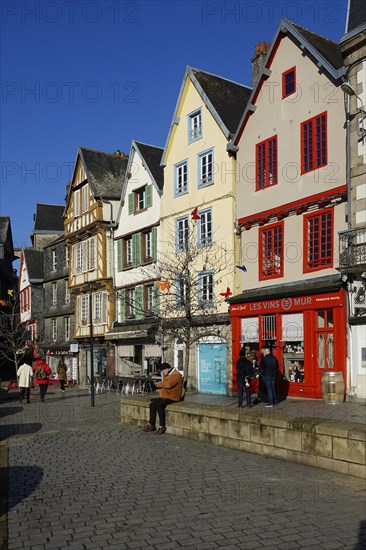 Old houses on Place des Jacobins, Morlaix Montroulez, Finistere Penn Ar Bed department, Brittany