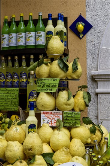 Stall selling typical products, Limone sul Garda, Lake Garda, Province of Brescia, Lombardy, Italy,