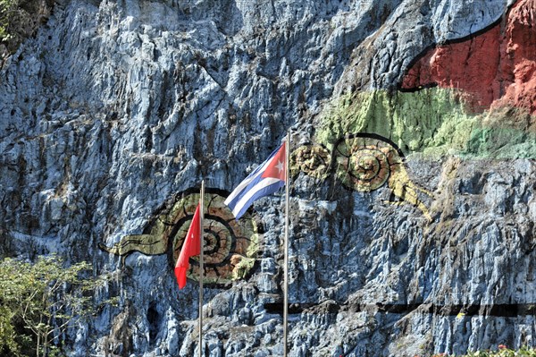 Detail, Mural de la Prehistoria, prehistoric wall, painted in 1961 by Mexican artist Leovigildo