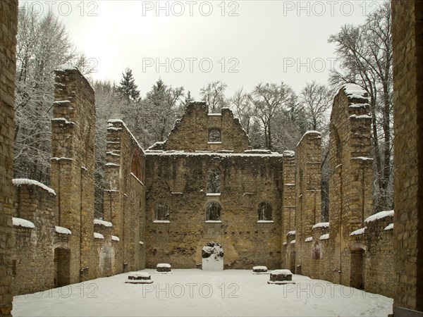 Ruins of the Maria Hilf church on the Welschenberg, Winter, Muehlheim, Upper Danube,