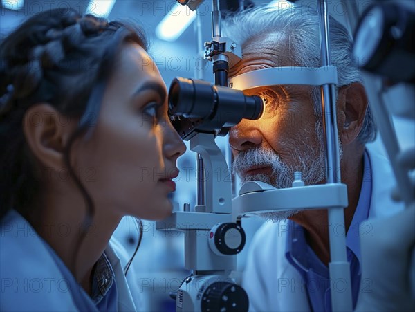 Examination at the ophthalmologist, prevention of poor eyesight, cataracts, blindness, retinal