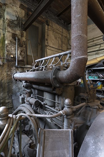 Engine room of a metal powder mill, founded around 1900, Igensdorf, Upper Franconia, Bavaria,