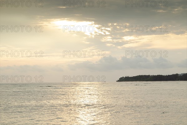 Lombok and Gili Air islands, overcast, cloudy day, sky and sea. Vacation, travel, tropics concept,