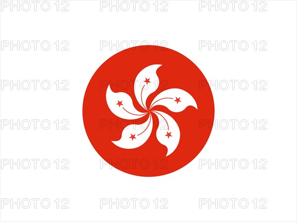 Hong Kong featuring a white Bauhinia flower on a red background