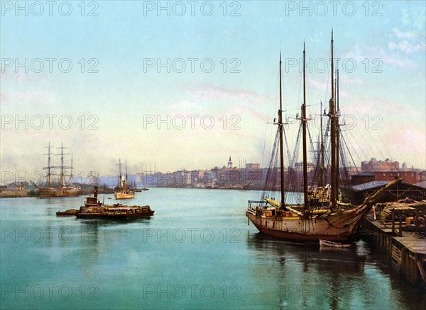 The Savannah River, Savannah, Georgia, United States, 1890, Historic, digitally restored