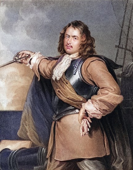 Robert Blake 1599 to 1657 English admiral, Historical, digitally restored reproduction from a 19th