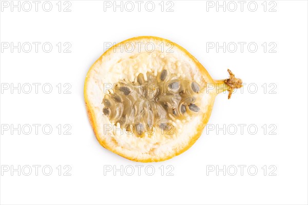 Granadilla isolated on white background. Top view, flat lay. Tropical, healthy food, summer,