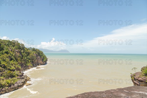 Bako national park, sea sandy beach, sunny day, blue sky and sea. Vacation, travel, tropics
