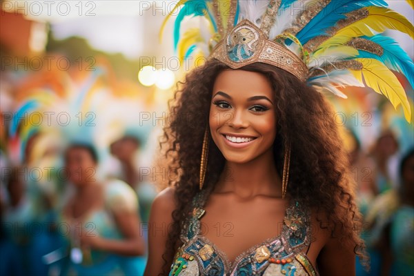 Captivating image capturing the essence of the Rio Carnival, showcasing a dancer adorned in an