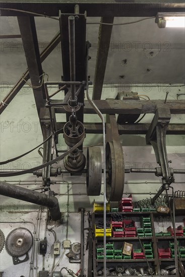 Workshop with transmission drives of a metal powder mill, founded around 1900, Igensdorf, Upper