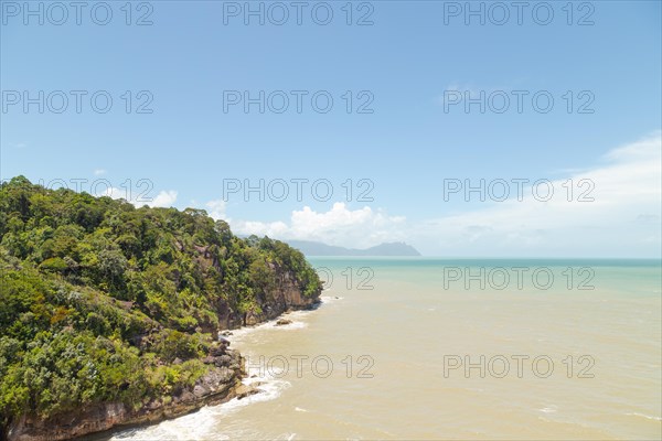 Bako national park, sea sandy beach, sunny day, blue sky and sea. Vacation, travel, tropics