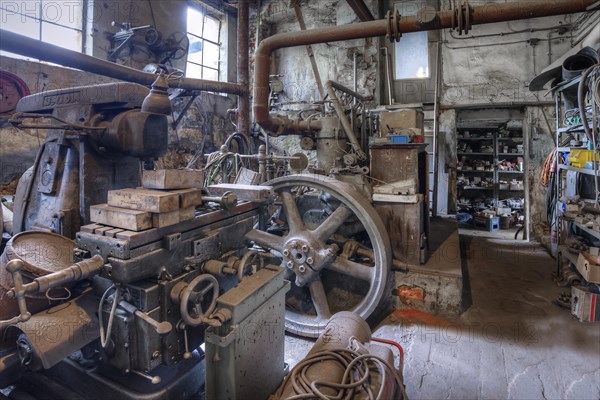 Engine room of a metal powder mill, founded around 1900, Igensdorf, Upper Franconia, Bavaria,