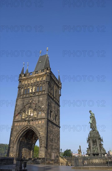 Bronze statue of King Charles IV at Krizovnicke Square, near Charles Bridge in Prague, Czech