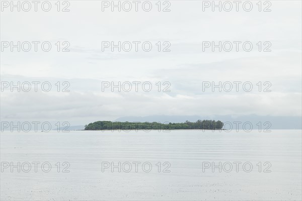 Lombok and Gili Air islands, overcast, cloudy day, sky and sea. Vacation, travel, tropics concept,