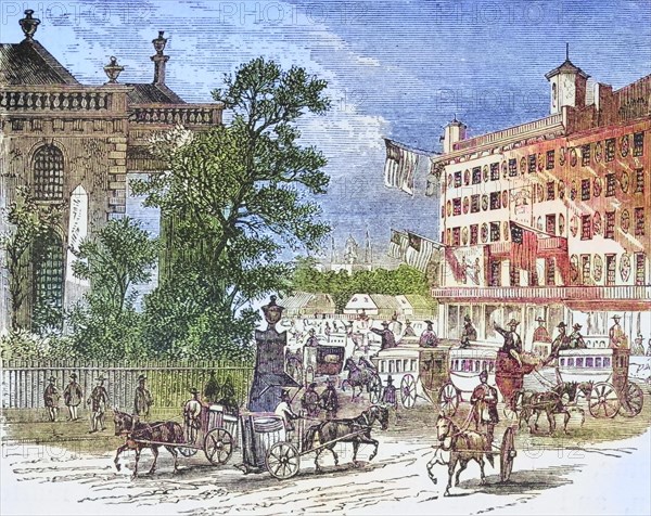 Broadway and St Paul's New York in the 1870s. From American Pictures Drawn With Pen And Pencil by