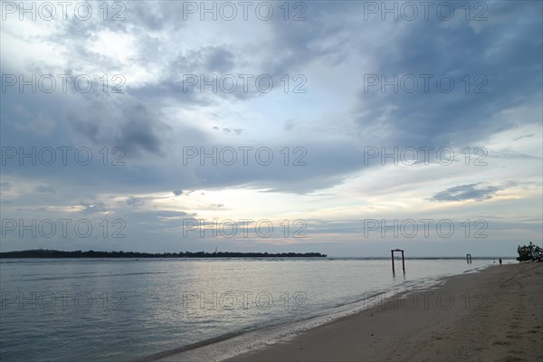 Lombok and Gili Air islands, overcast, cloudy day, sky and sea. Vacation, travel, tropics concept,