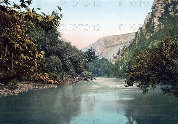 Entrance to the Valley of Temps, Thessaly, Greece, 1890, Historic, digitally restored reproduction