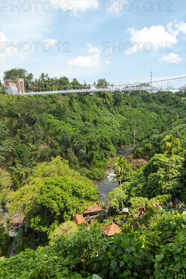 Bridge near Tegenungan waterfall, Bali island, Ubud, Indonesia. Jungle, tropical forest, daytime