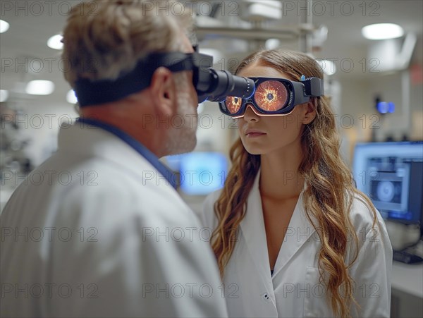 Examination at the ophthalmologist, prevention of poor eyesight, cataracts, blindness, retinal