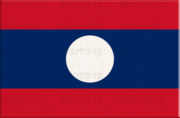 Flag of Laos. Laotian flag on fabric surface. Fabric Texture. Lao People Democratic Republic. Lao