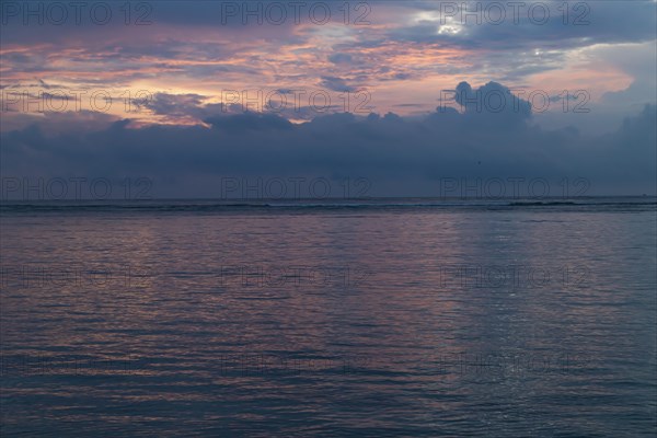 Lombok and Gili Air islands, overcast, cloudy day, sky and sea. Vacation, travel, tropics concept,