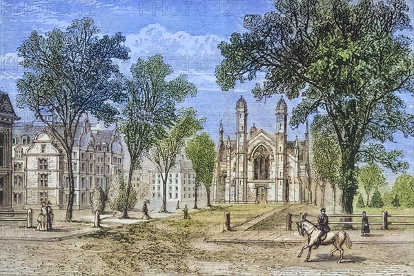 Gore Hall at Harvard College, Cambridge Massachusetts in the 1870s. From American Pictures Drawn
