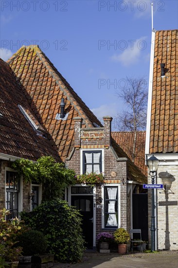 Fishing village Oosterend with the smallest house of Oosterend, North Sea island Texel, North