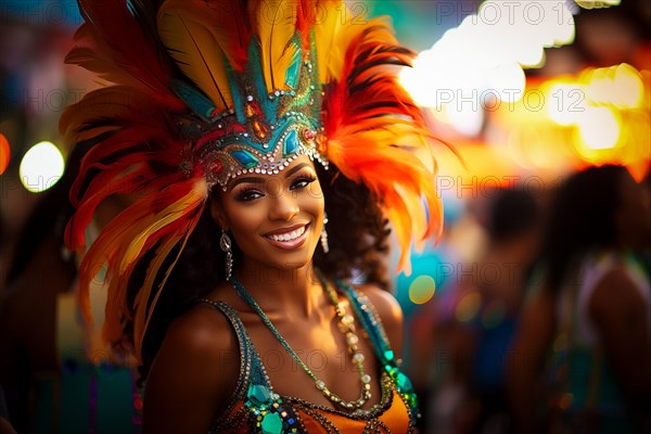 Captivating image capturing the essence of the Rio Carnival, showcasing a dancer adorned in an