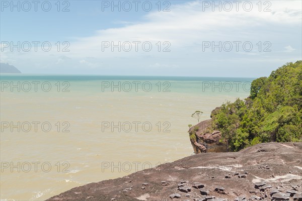 Bako national park, sea sandy beach, sunny day, blue sky and sea. Vacation, travel, tropics