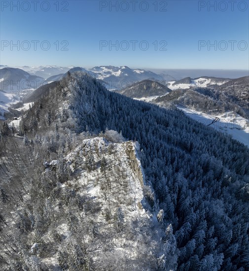 View over the first Jura chain with Belchenflueh towards the second Jura chain and Langenbruck,