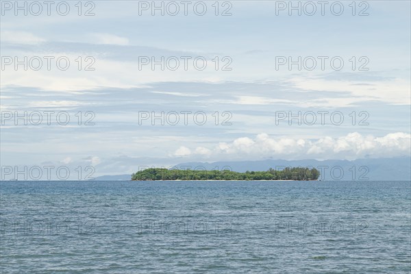 Lombok and Gili Air islands, overcast, cloudy day, sky and sea. Vacation, travel, tropics concept,