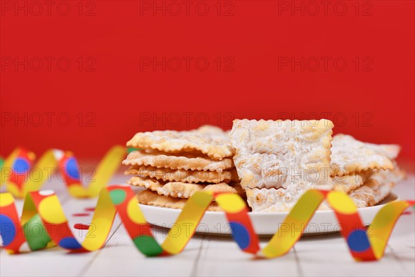 Traditional Italian dessert snack served during carnival season called 'Galani', ' Chiacchiere' or