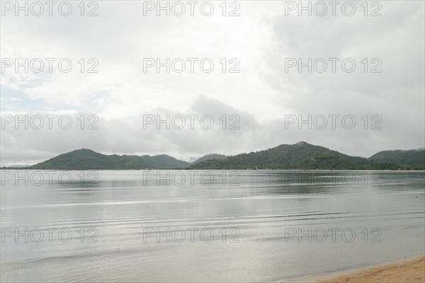 Lombok and Gili Air islands, overcast, cloudy day, sky and sea. Vacation, travel, tropics concept,