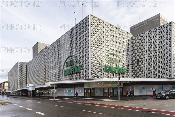 Galeria Kaufhof, closed department stores' after the Benko insolvency, exterior view with logo and