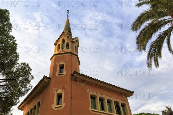 Gaudi House Museum, Gaudi's house, dawn, Park Güell, Barcelona, Spain, Europe