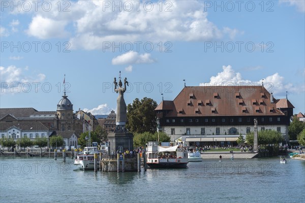 Constance on Lake Constance, Council building, harbour, ship restaurant, Imperia statue, passenger