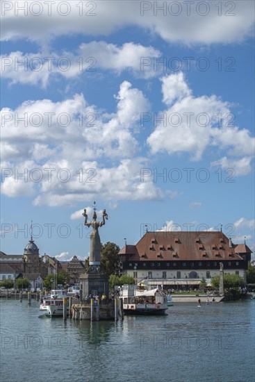 Constance on Lake Constance, Council building, harbour, ship restaurant, Imperia statue, passenger