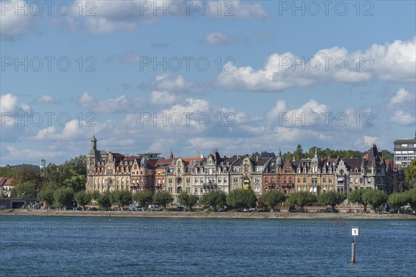 Constance on Lake Constance, row of houses, Art Nouveau style, Seestraße, Baden-Württemberg,