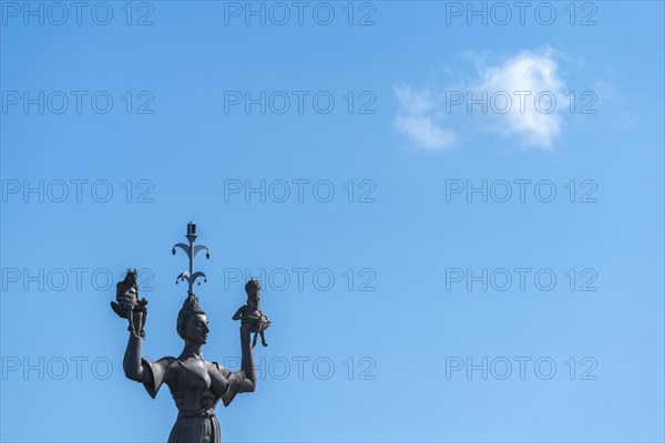 Constance on Lake Constance, detail of the Imperia, Pope and Emperor, cloud, Baden-Württemberg,