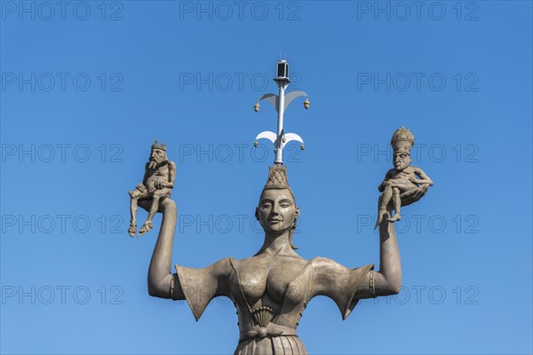 Imperia with Pope and Emperor, Constance on Lake Constance, statue, detail, revealing clothing,