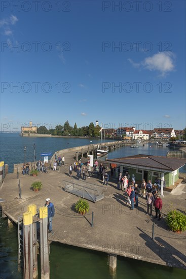 Langenargen on Lake Constance, jetty, Montfort Castle, Moorish architectural style, tower,
