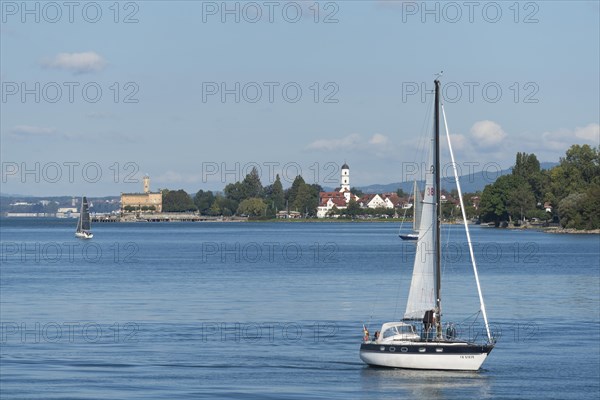 Langenargen on Lake Constance, townscape, Montfort Castle, Moorish architectural style, tower,